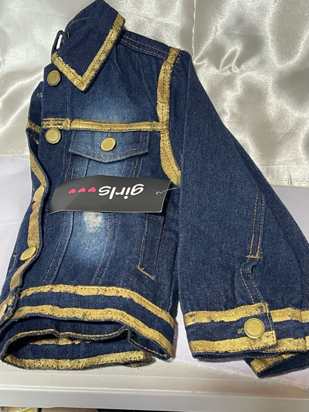 NWT “Glitz & Glam 4T “Blue Jean Distressed Denim Boutique Style/Metallic